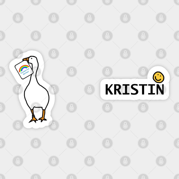 Goose Steals Kristin Essential Worker Rainbow Card Sticker by ellenhenryart